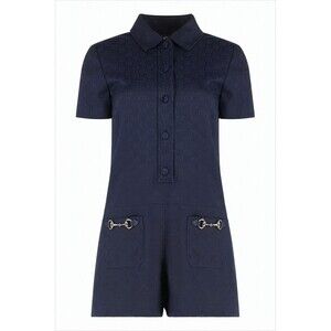 GUCCI Short Jumpsuit With Collared Neckline And Decorative Hardware